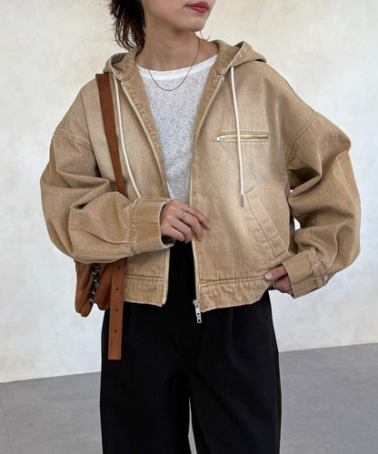 鴨子短款拉鍊衛衣