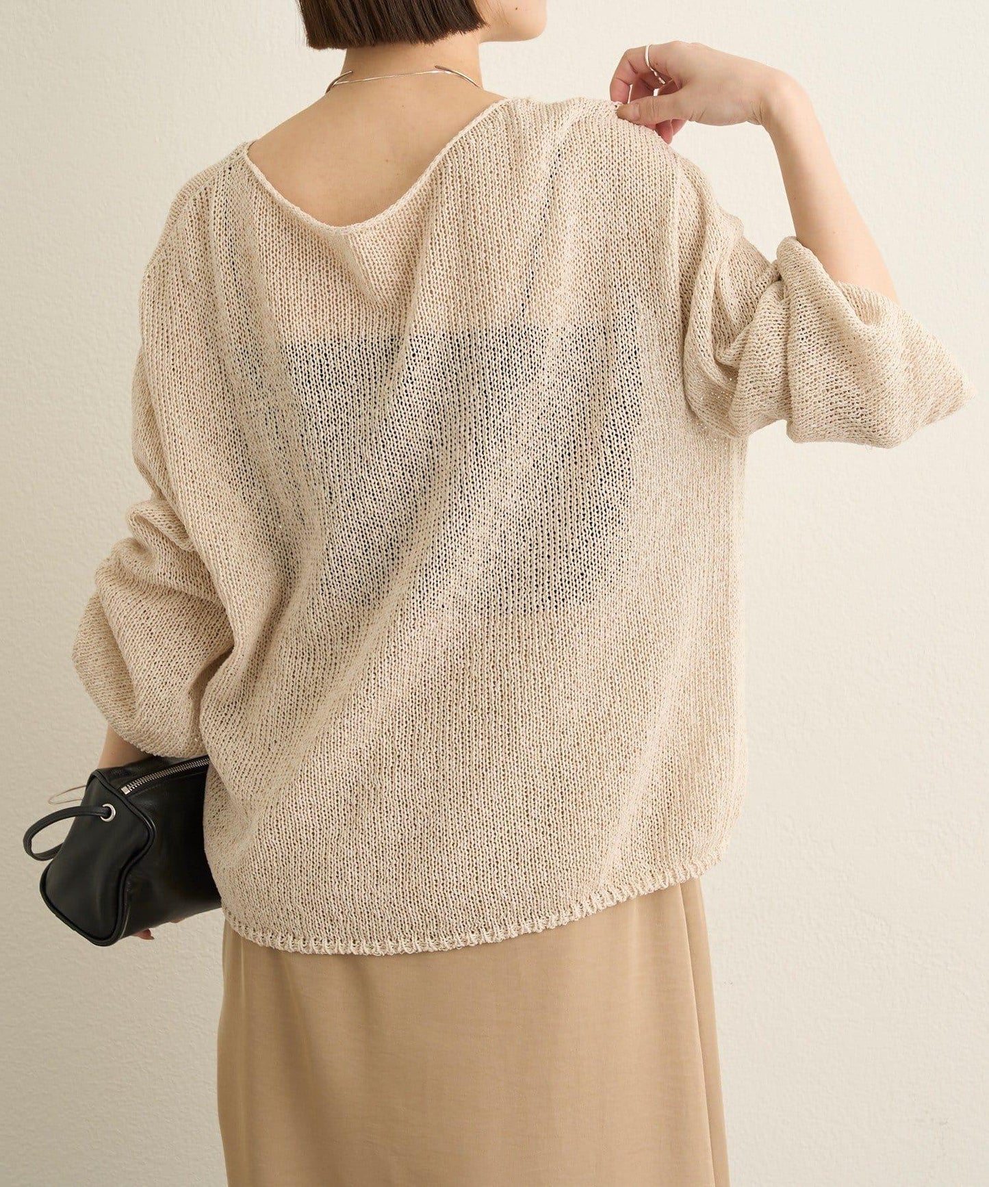 和紙混紡 蓬袖 針織衫