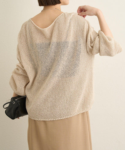 和紙混紡 蓬袖 針織衫