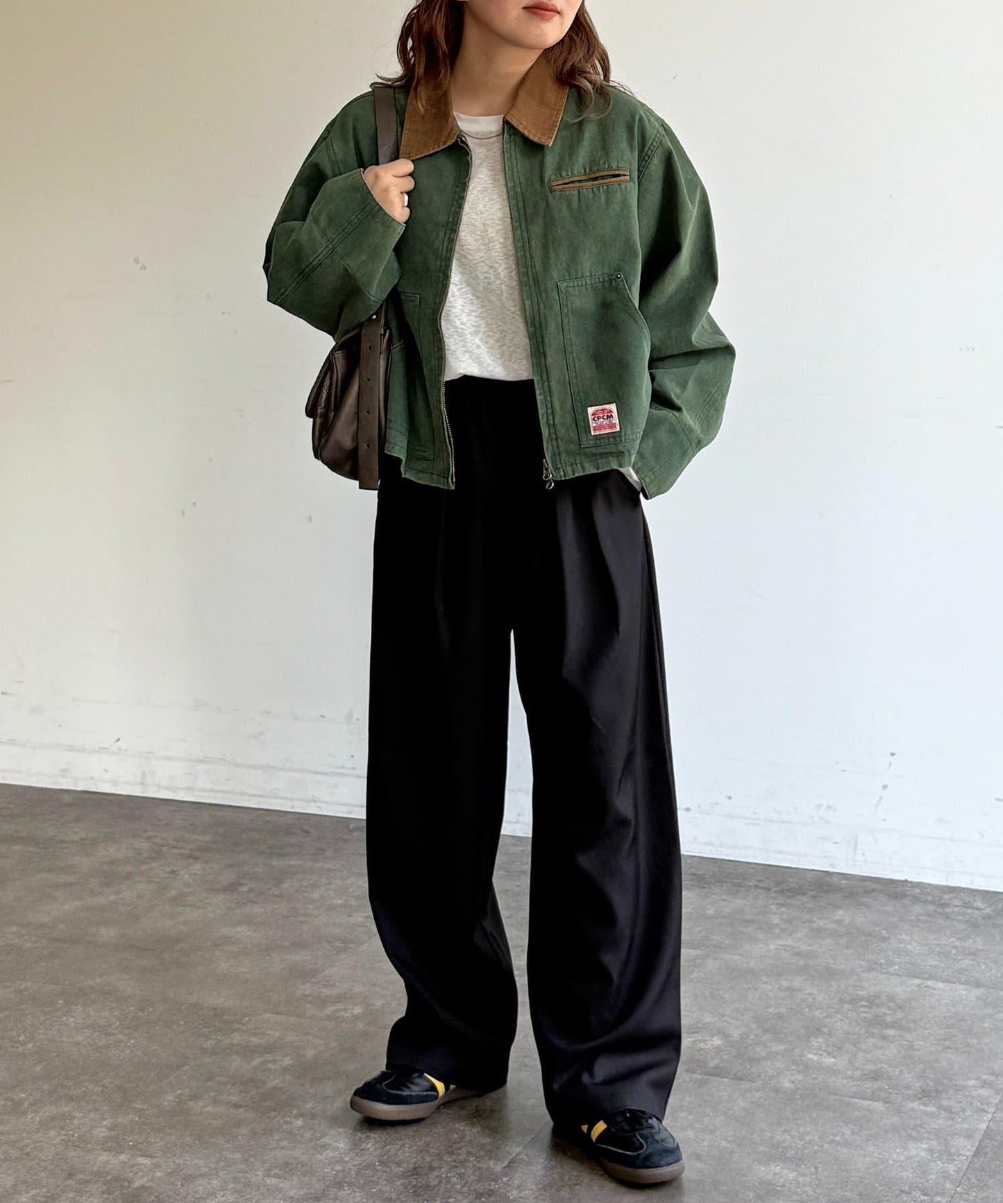 配色領 工裝夾克