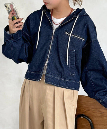 鴨子短款拉鍊衛衣