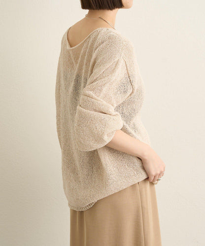 和紙混紡 蓬袖 針織衫