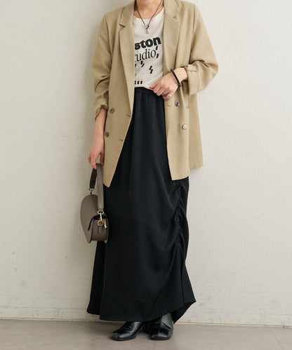 側抽褶設計 半身裙