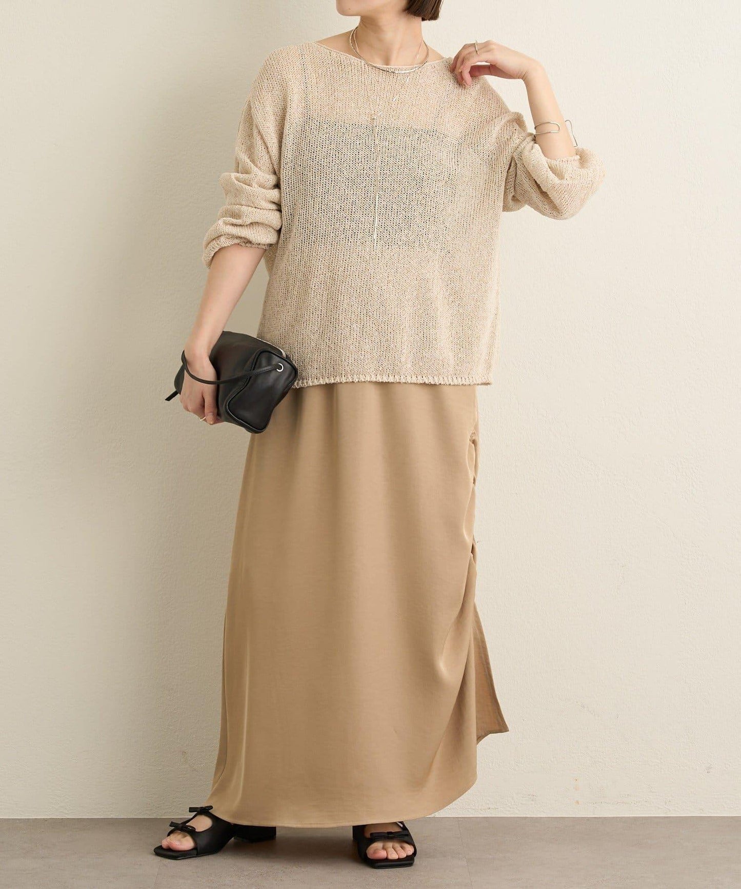 側抽褶設計 半身裙