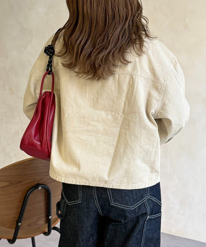 配色領 工裝夾克