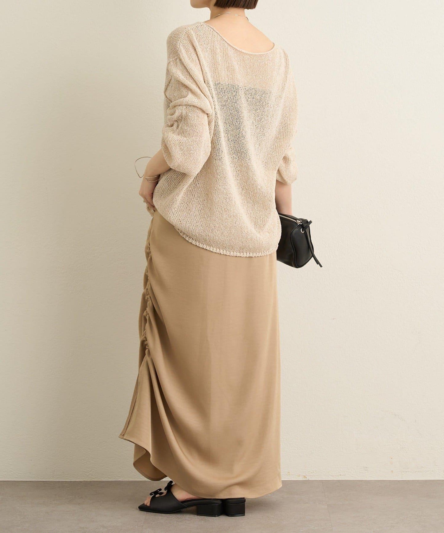 側抽褶設計 半身裙