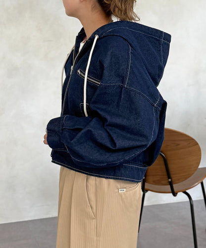 鴨子短款拉鍊衛衣