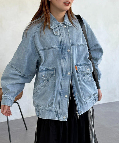 插肩袖寬鬆牛仔外套