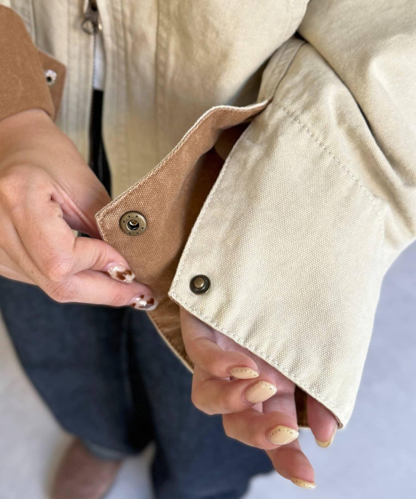 配色領 工裝夾克