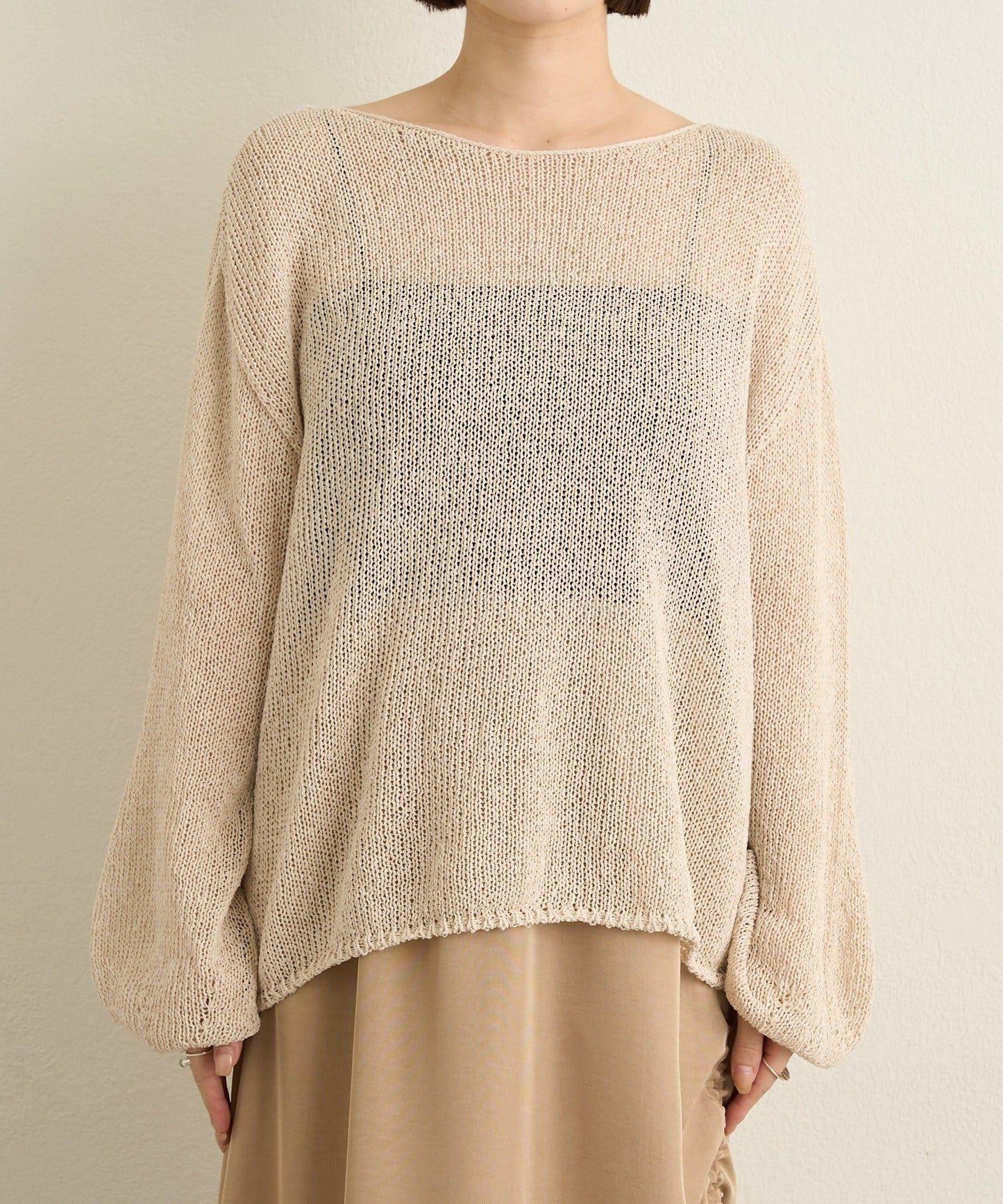 和紙混紡 蓬袖 針織衫