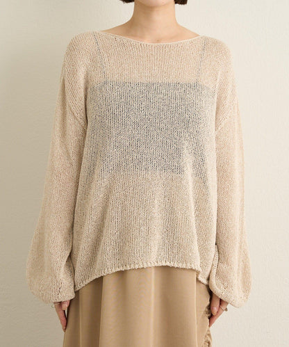 和紙混紡 蓬袖 針織衫