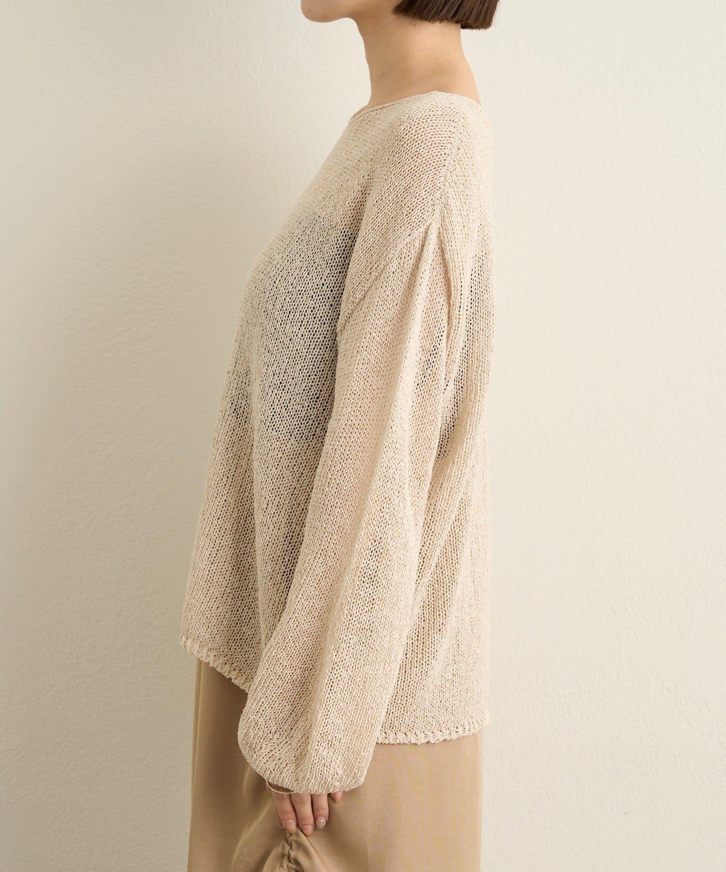 和紙混紡 蓬袖 針織衫