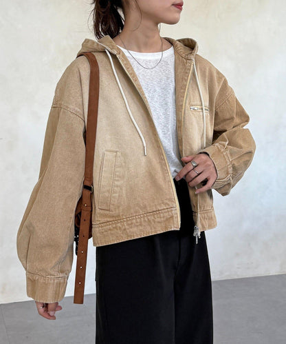 鴨子短款拉鍊衛衣