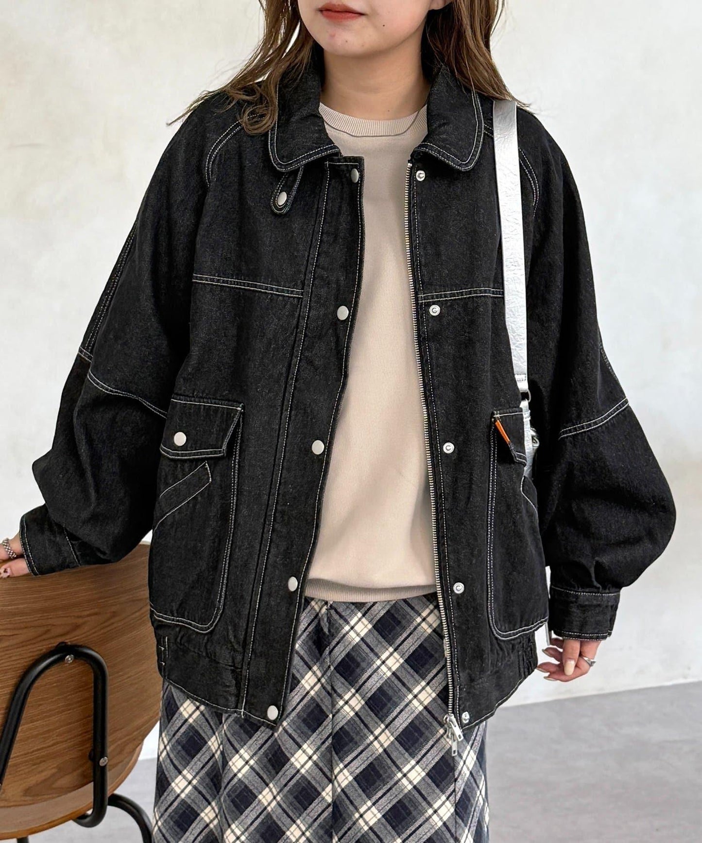 插肩袖寬鬆牛仔外套