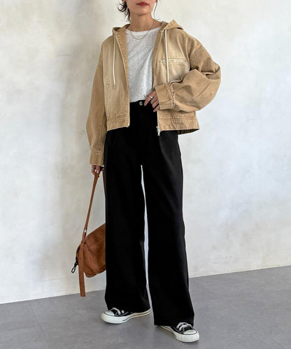 鴨子短款拉鍊衛衣