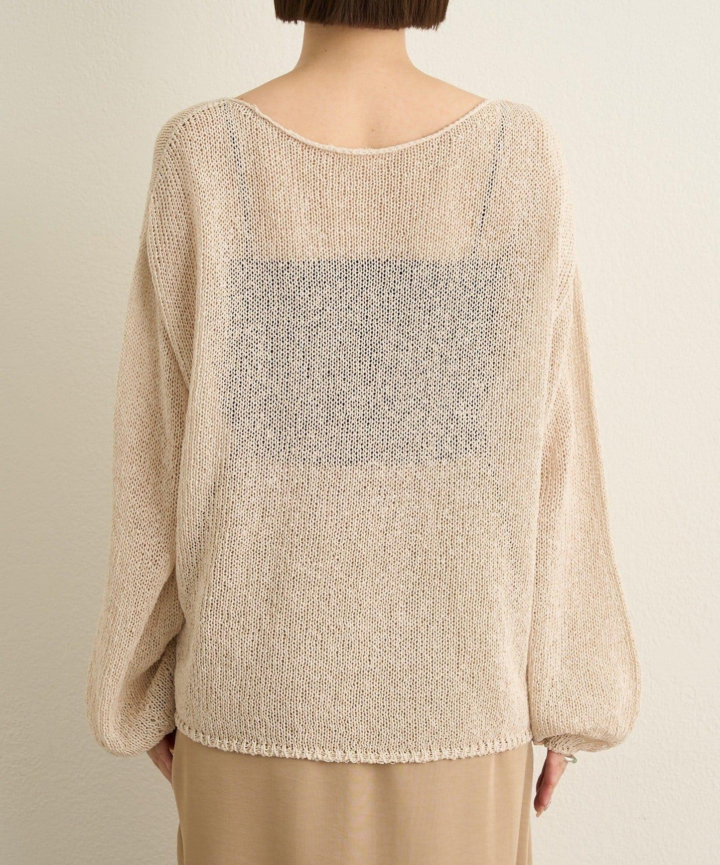 和紙混紡 蓬袖 針織衫