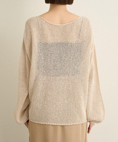 和紙混紡 蓬袖 針織衫