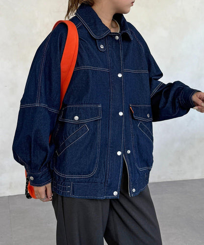 插肩袖寬鬆牛仔外套