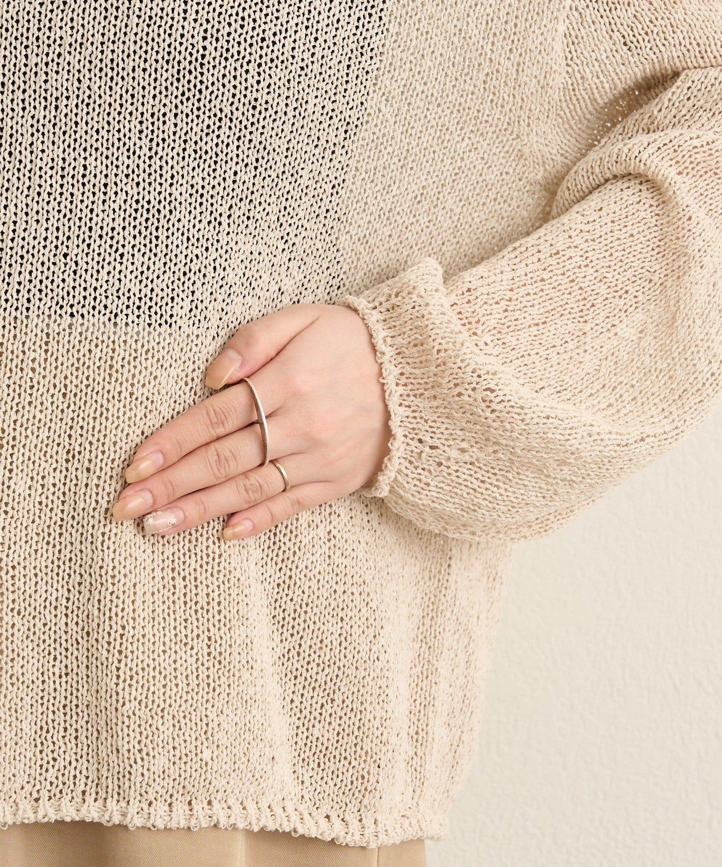 和紙混紡 蓬袖 針織衫