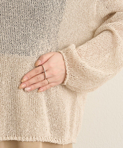 和紙混紡 蓬袖 針織衫