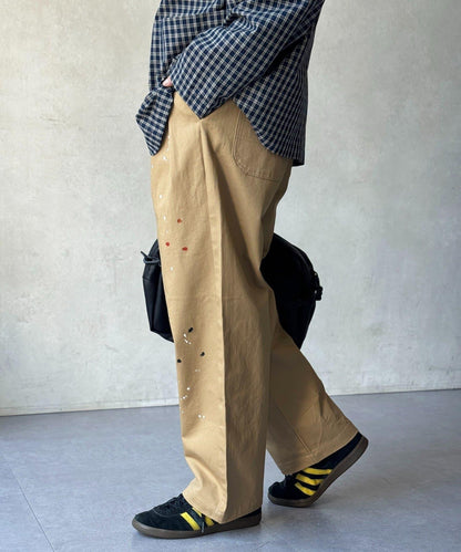 復古風塗繪 闊腿褲