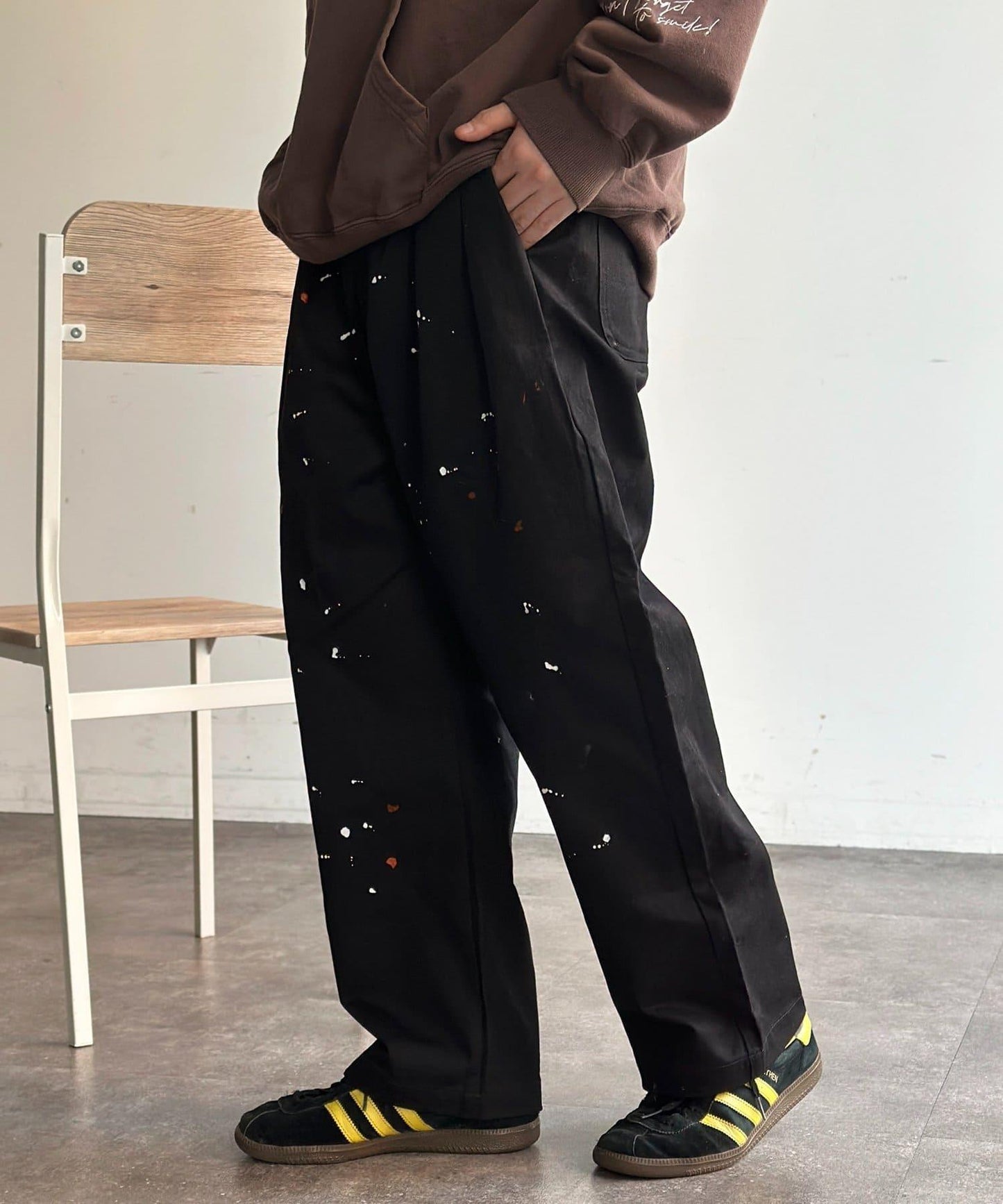 復古風塗繪 闊腿褲