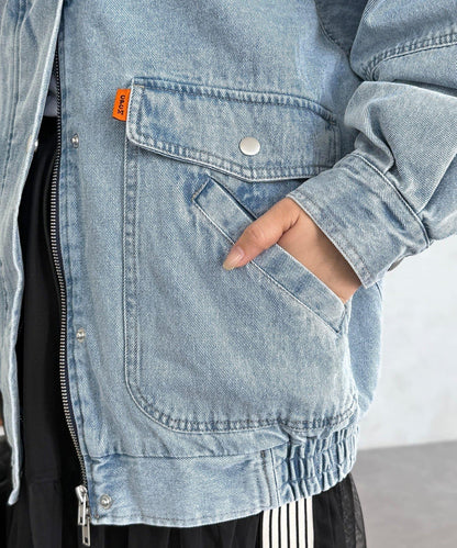 插肩袖寬鬆牛仔外套