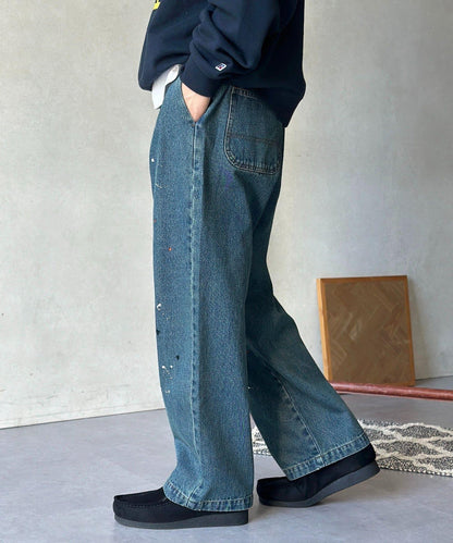 復古風塗繪 闊腿褲