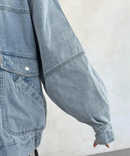 插肩袖寬鬆牛仔外套