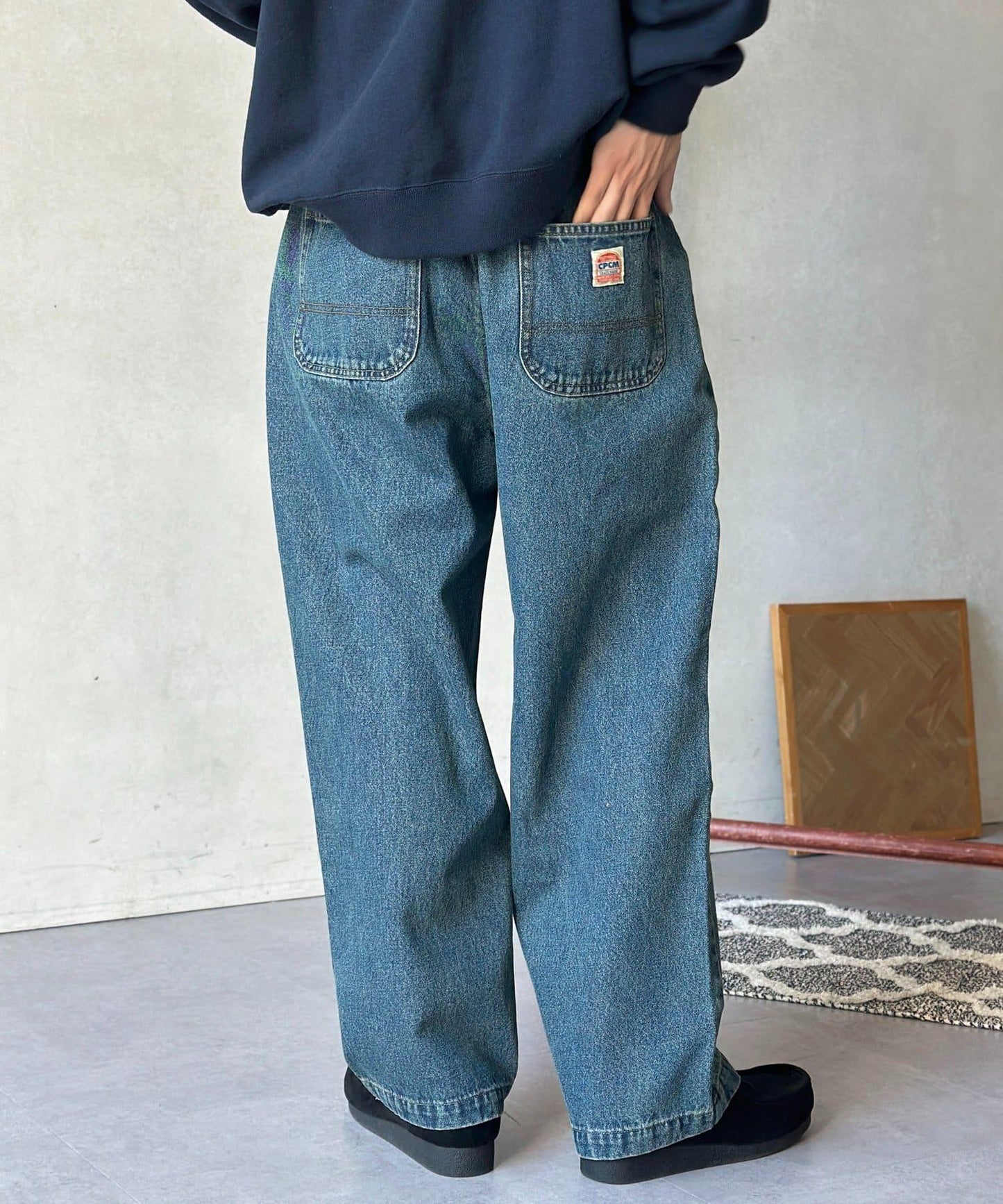 復古風塗繪 闊腿褲