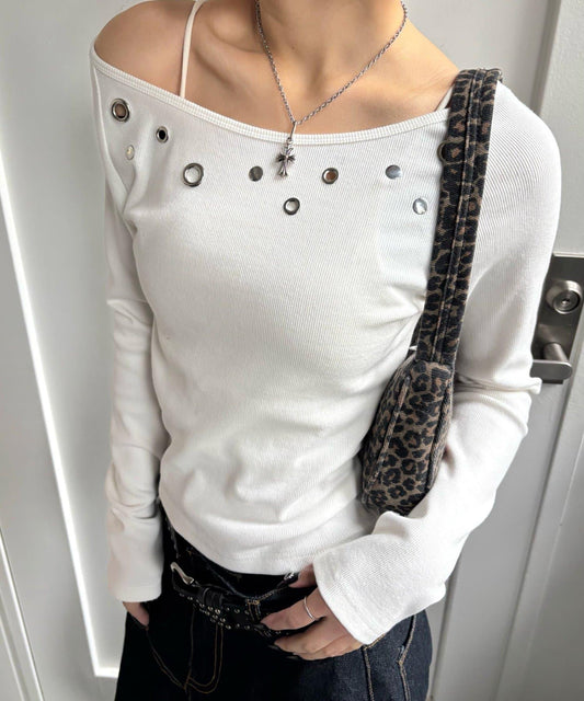 EYELET OFF SHOULDER TOPS 上衣