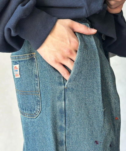 復古風塗繪 闊腿褲