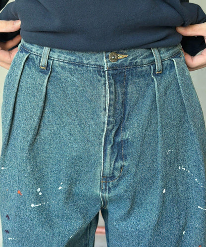 復古風塗繪 闊腿褲