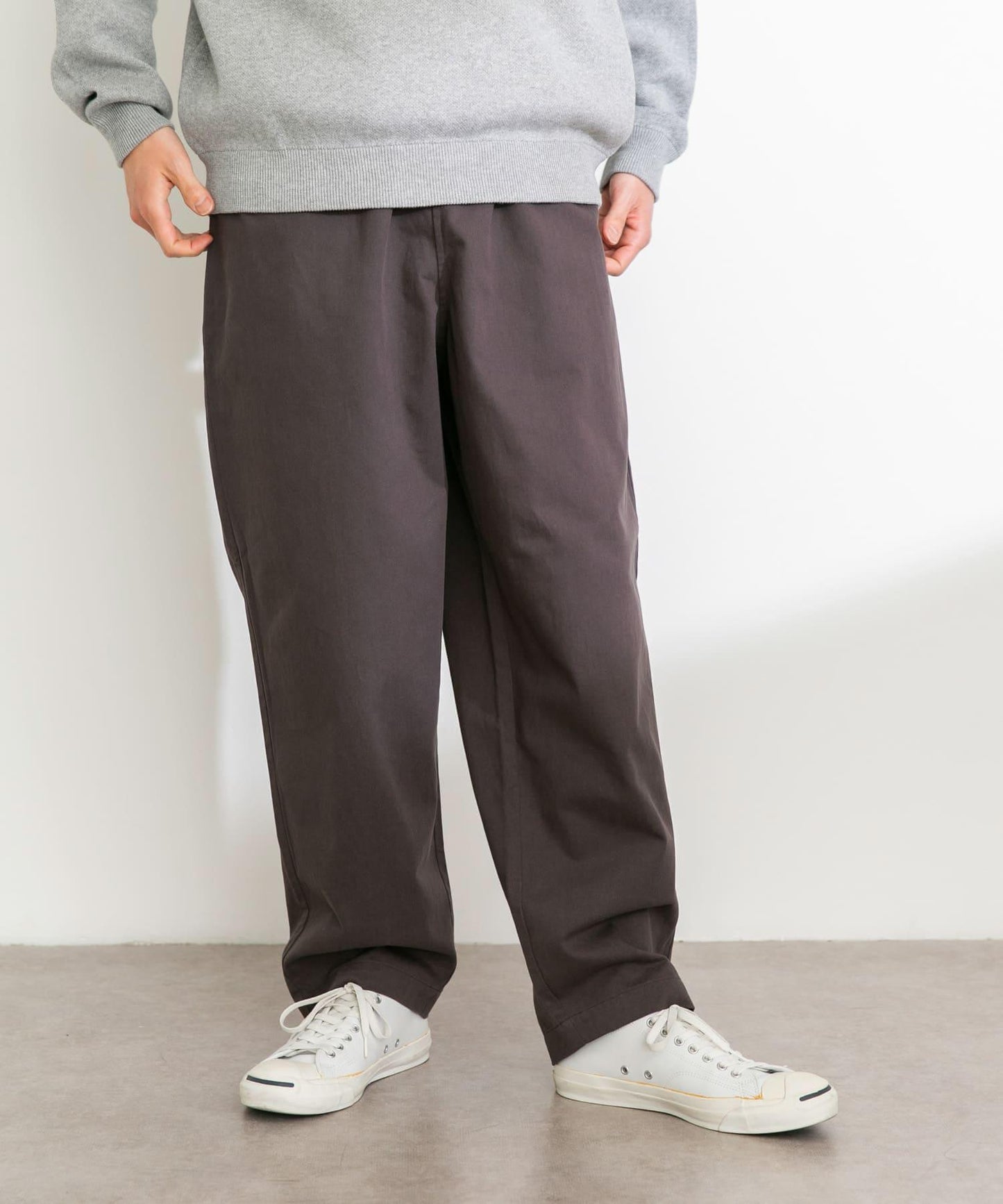 基礎款 闊腿 斜紋棉 褲子