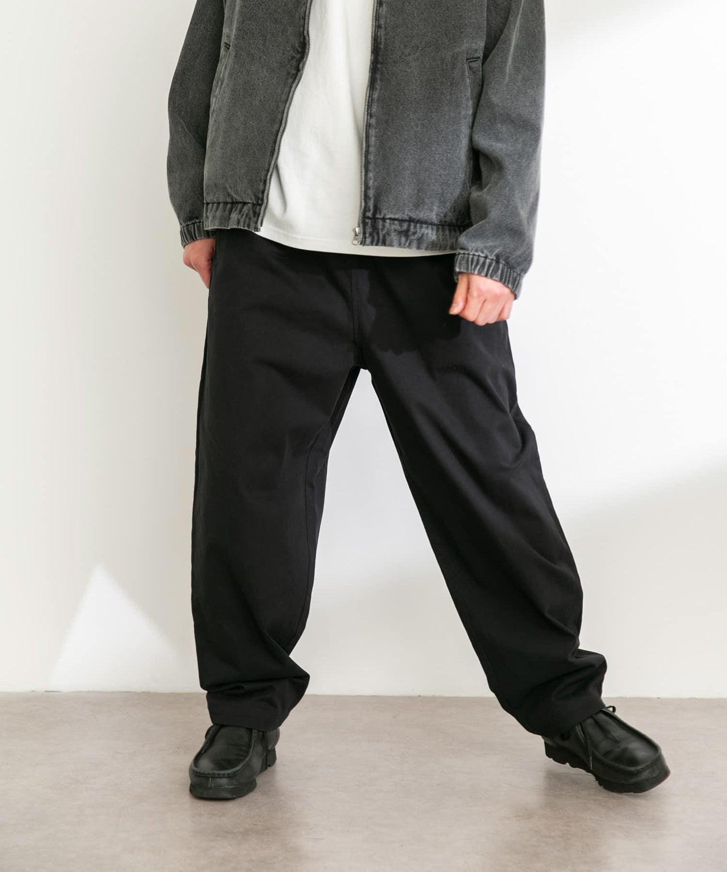 基礎款 闊腿 斜紋棉 褲子