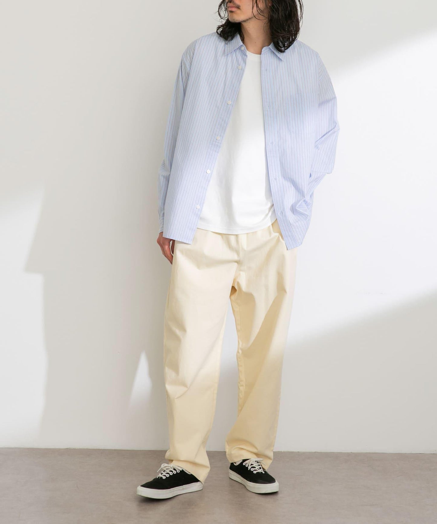 基礎款 闊腿 斜紋棉 褲子