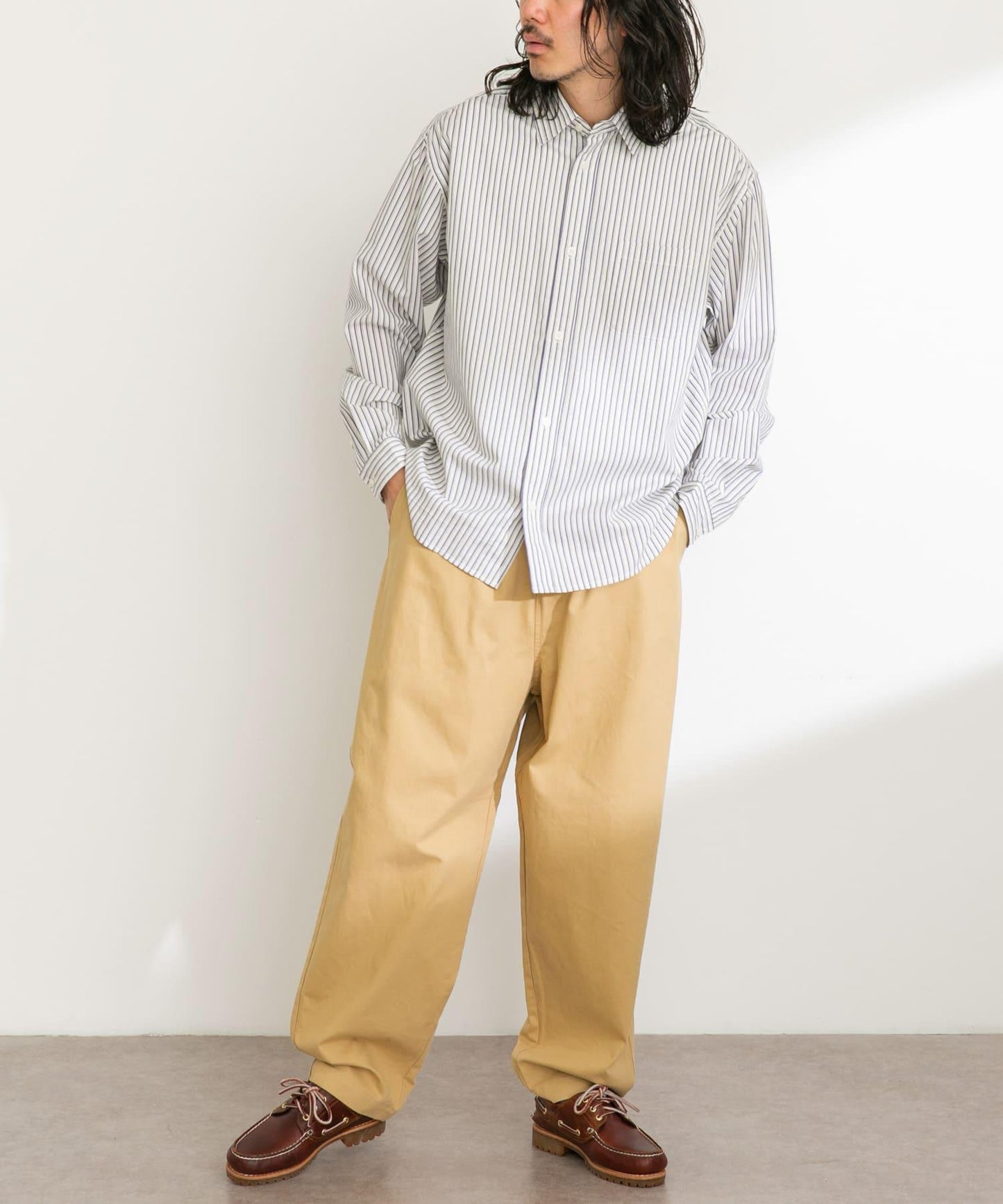 基礎款 闊腿 斜紋棉 褲子