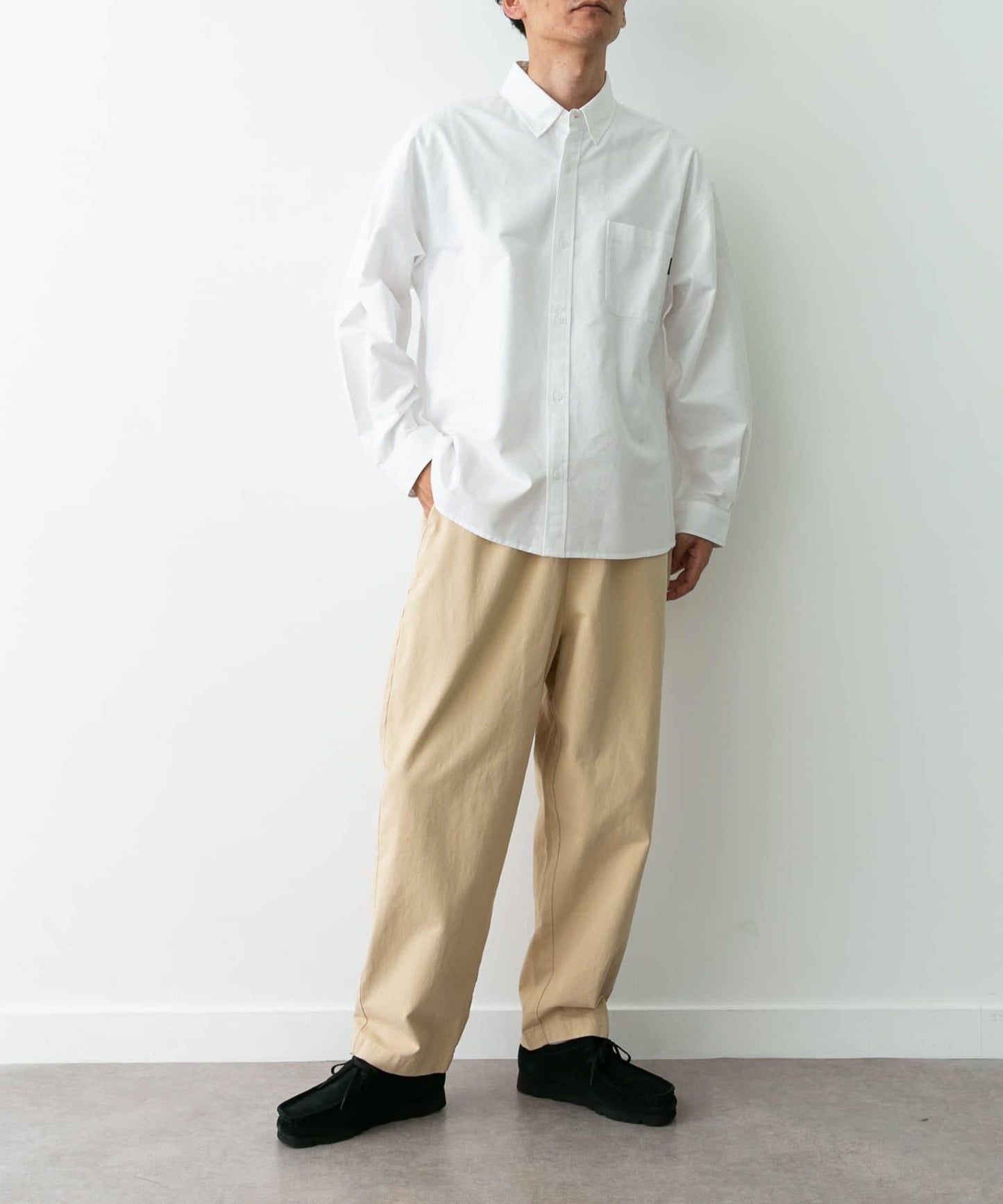 基礎款 闊腿 斜紋棉 褲子