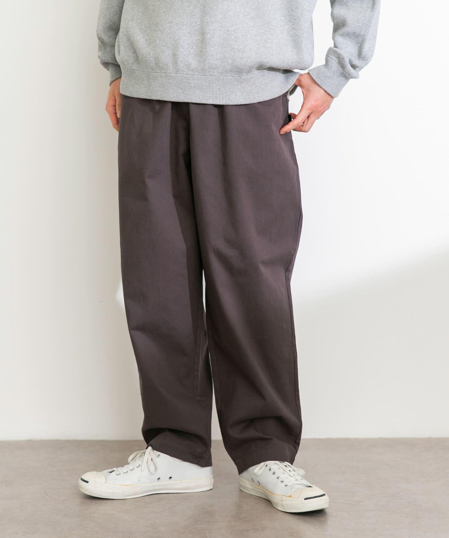 基礎款 闊腿 斜紋棉 褲子