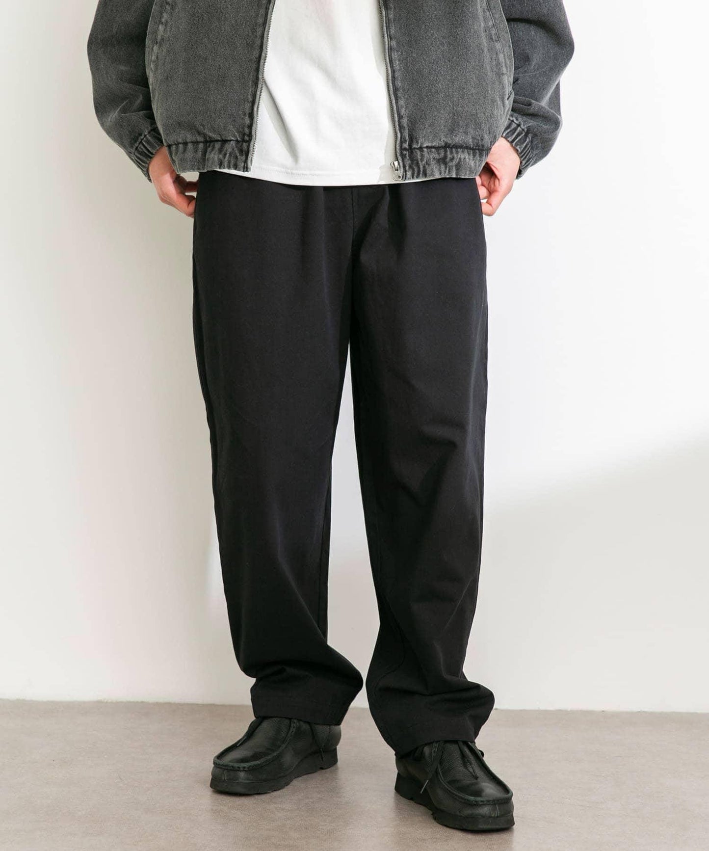 基礎款 闊腿 斜紋棉 褲子