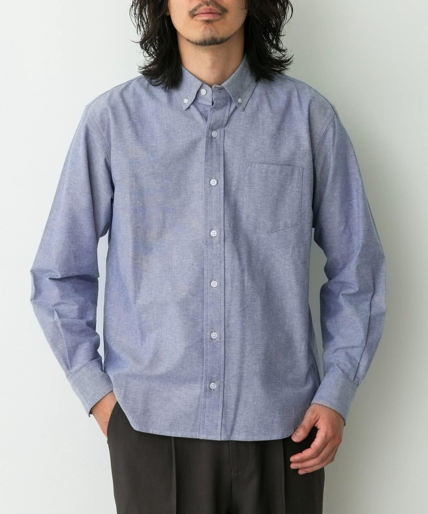 抗菌牛津佈扣領長袖襯衫