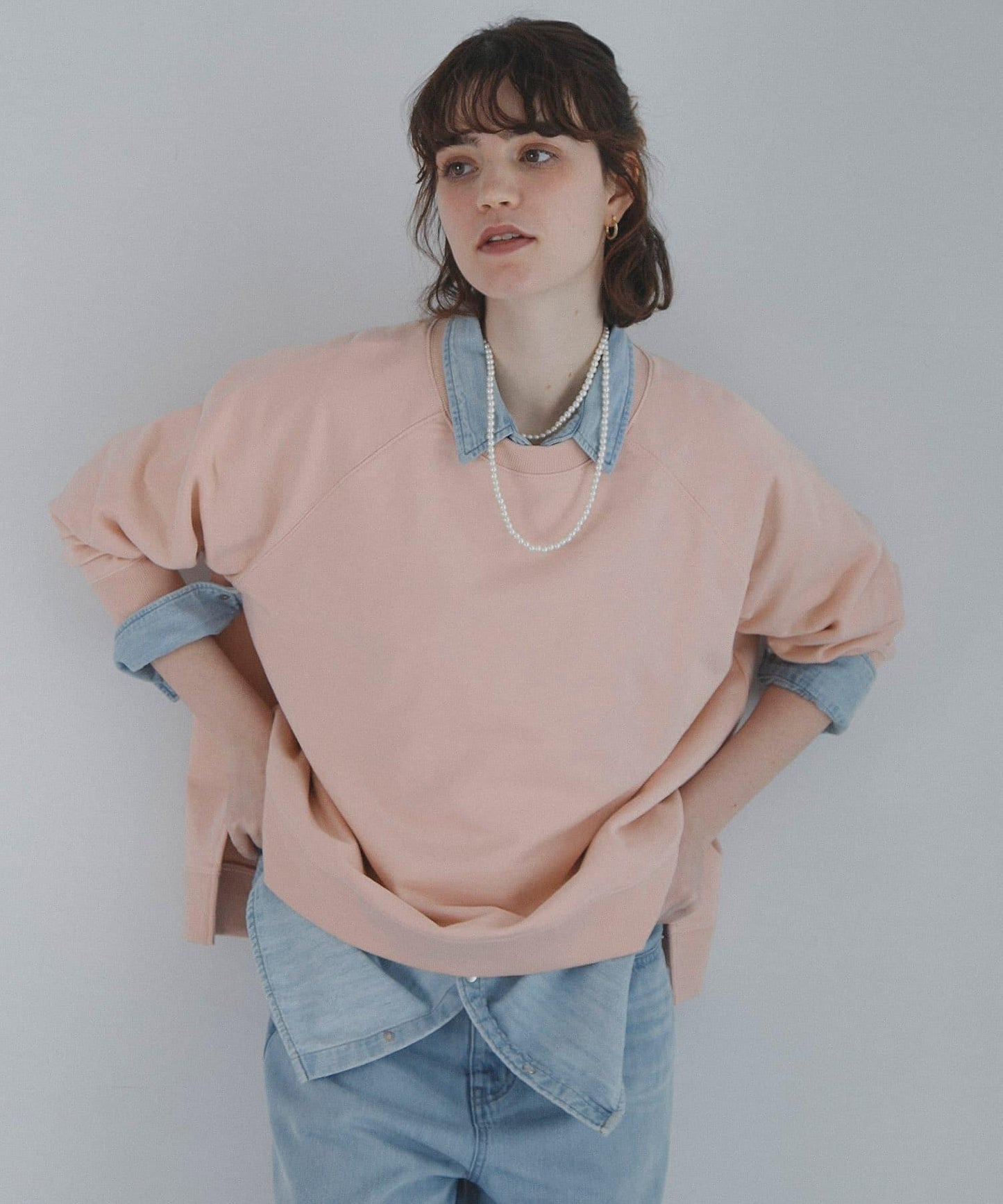 插肩寬鬆毛圈套頭衛衣