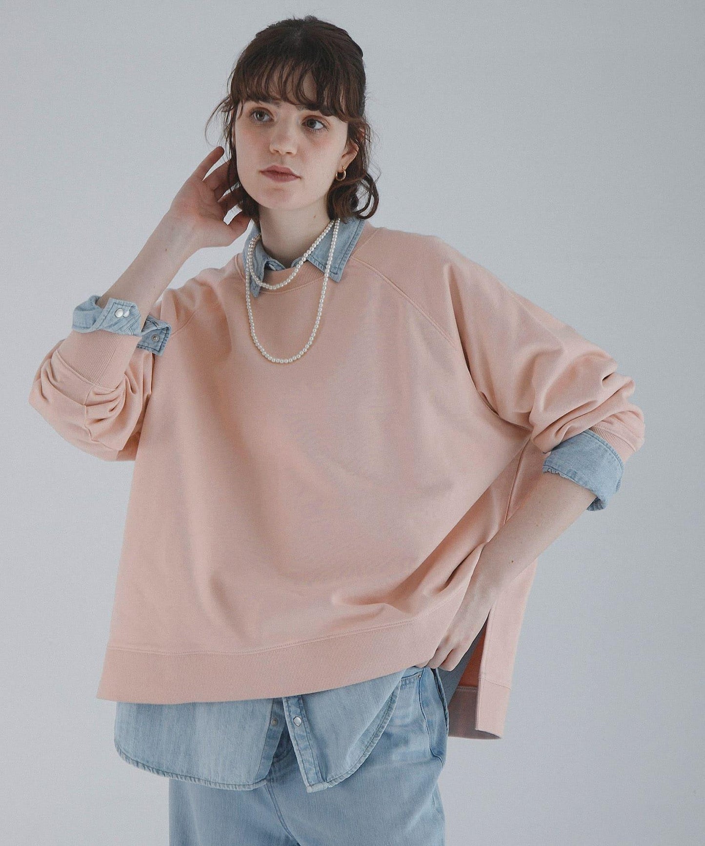 插肩寬鬆毛圈套頭衛衣