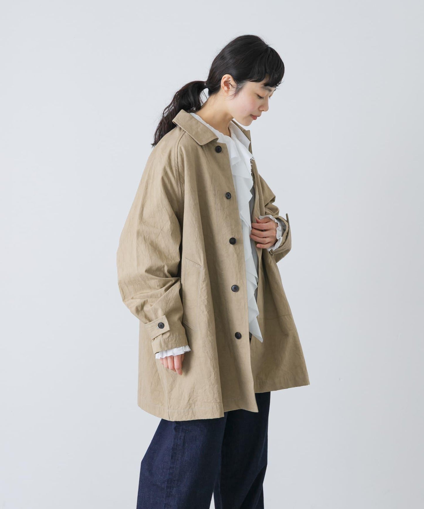 棉質後褶設計短款外套