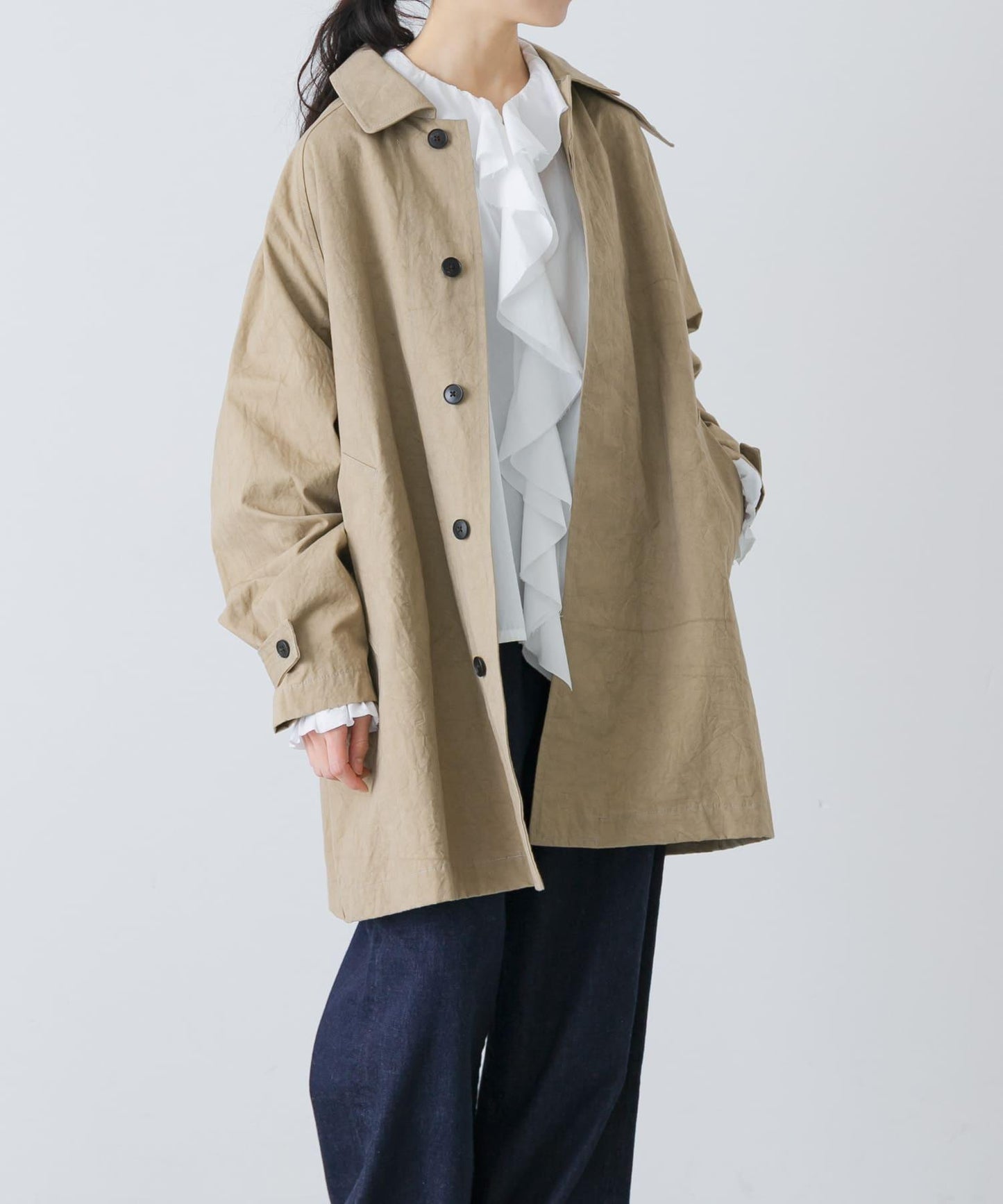 棉質後褶設計短款外套