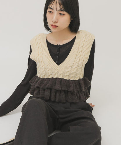 2WAY荷葉邊針織背心