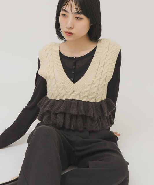 2WAY荷葉邊針織背心