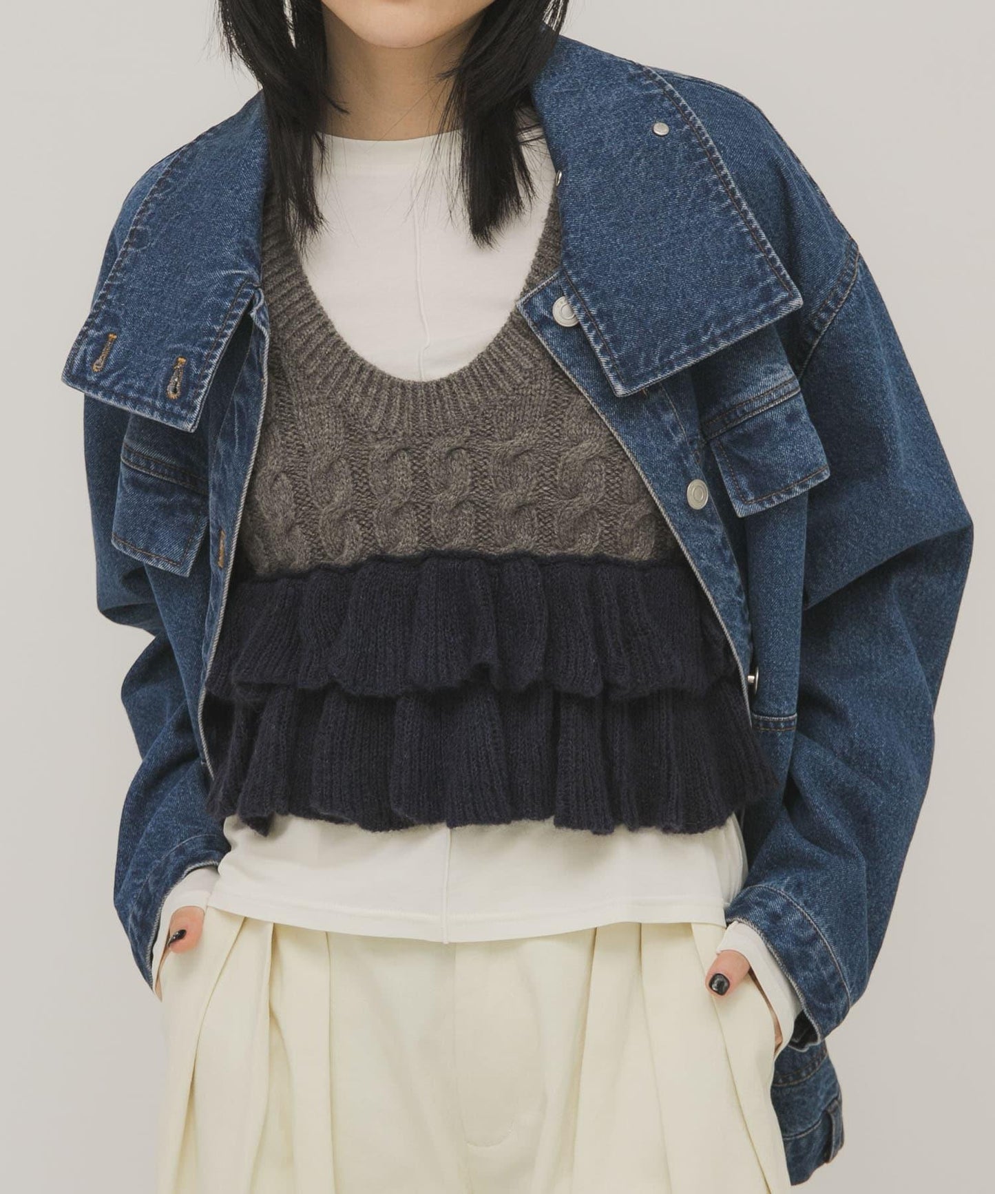 2WAY荷葉邊針織背心