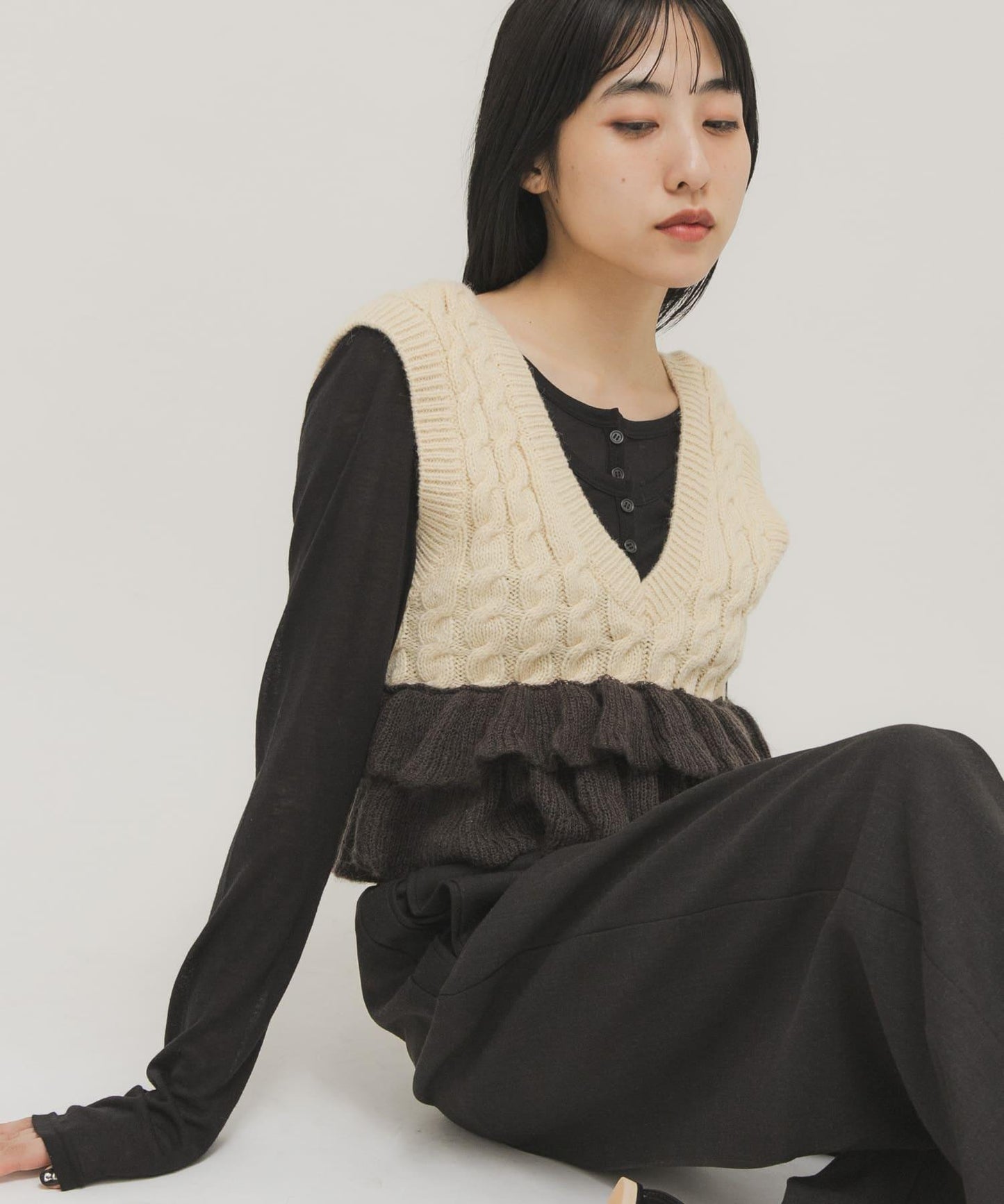 2WAY荷葉邊針織背心