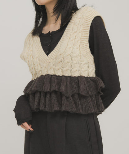 2WAY荷葉邊針織背心